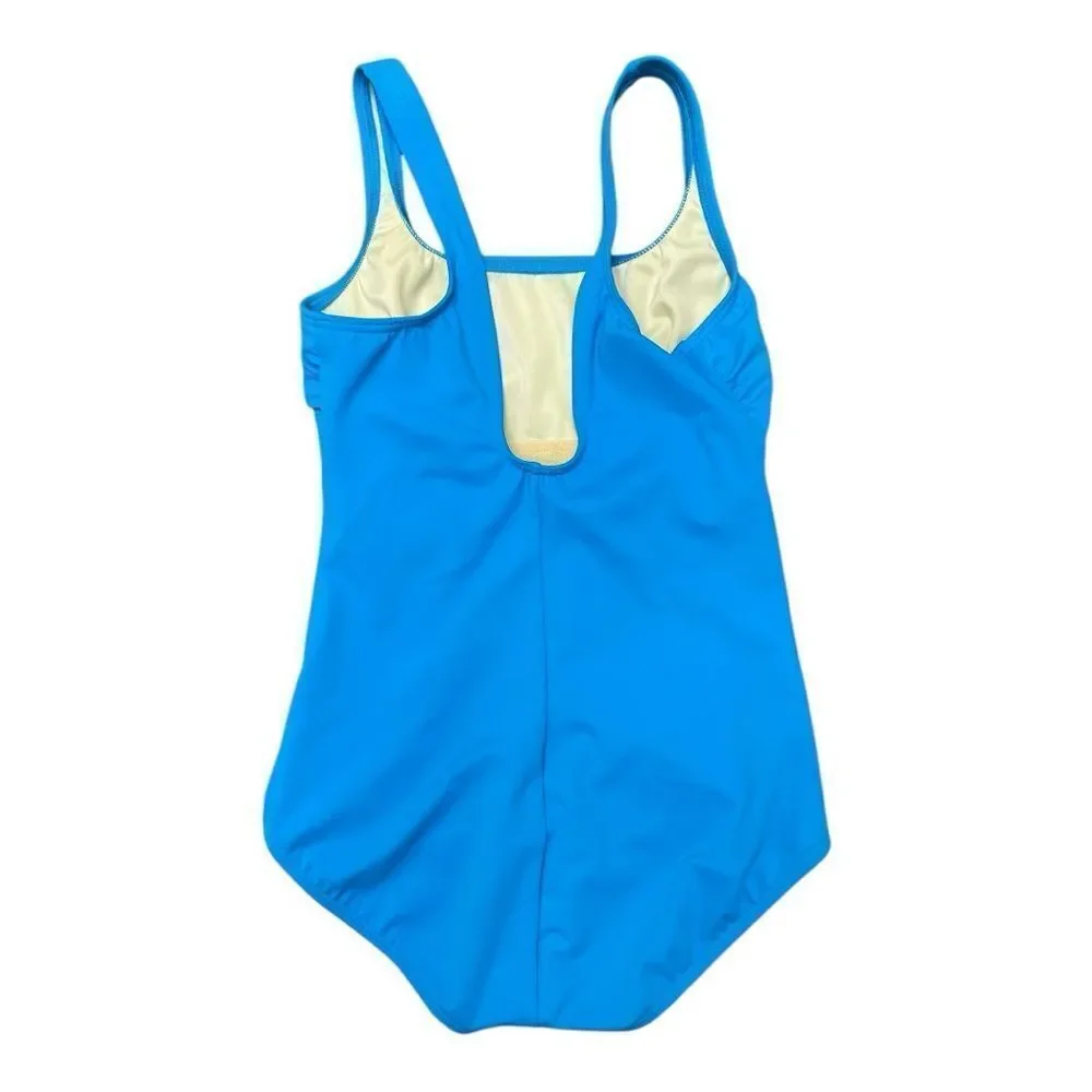 Lands' End Classic Blue One Piece Modest Cut Swimsuit Size 8 EUC Minimalist
